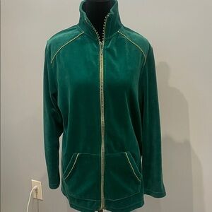 Green Velvet Women's super detailed retro zip up Jacket large like new